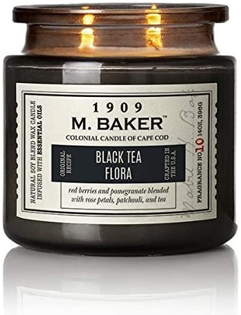 M Baker Colonial Candles of Cape Cod Large 14oz Black Tea Flora  Apothecary Candle