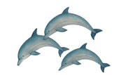 Blue Trio of Leaping Dolphins Metal Wall Art by Shoeless Joe