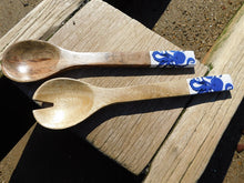 Load image into Gallery viewer, Blue Octopus Design Wooden Salad Servers by Shoeless Joe
