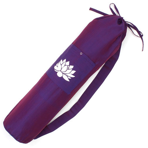 Cotton Lotus Design Yoga Mat Bag - Purple Fair Trade-The Useful Shop
