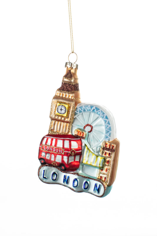 London Sightseeing Luxury Glass Christmas Tree Bauble Ornament