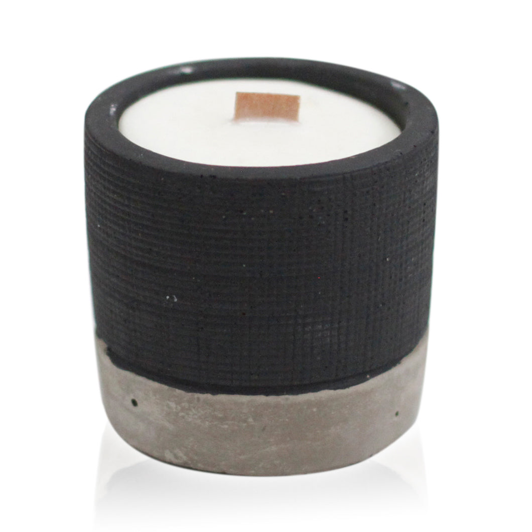 Brandy Butter Urban Concrete Soy Wax Christmas Candle with Wooden Wick Black/Grey