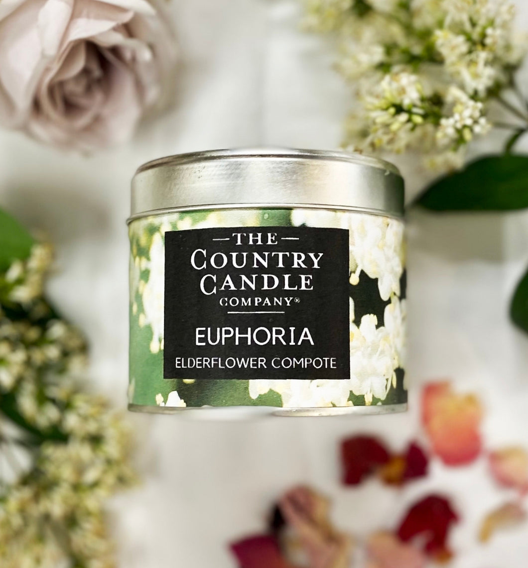 Wellbeing Euphoria Elderflower Vegan Candle Tin by The Country Candle Company