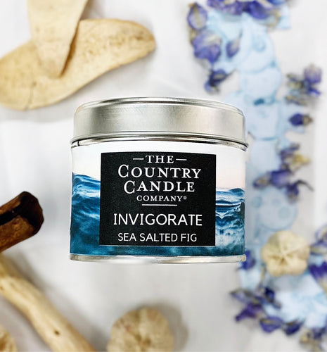 Wellbeing Invigorate Sea Salted Fig Vegan Candle Tin by The Country Candle Company