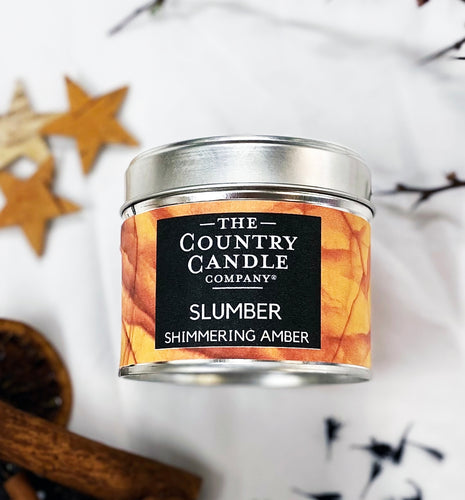Wellbeing Slumber Shimmering Amber Vegan Candle Tin by The Country Candle Company