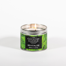 Load image into Gallery viewer, Wellbeing Revitalise Neroli and Basil Vegan Candle Tin by The Country Candle Company
