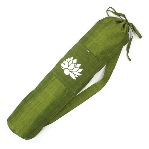 Cotton Lotus Design Yoga Mat Bag - Green Fair Trade-The Useful Shop