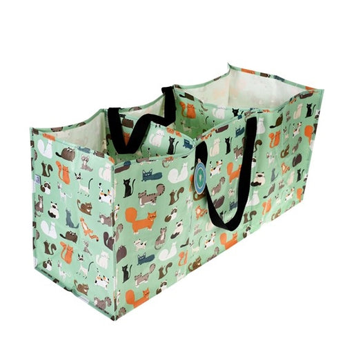 Nine Lives Cat Design Recycled 3 Section Recycling Storage Bag by Rex London
