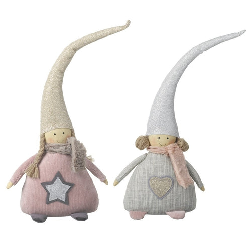 Set of 2 Large Luxury Fabric Christmas Girl Cute Display Decorations / Shelf Sitters by Heaven Sends-The Useful Shop