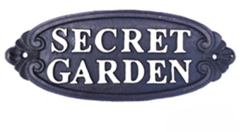 Cast Iron Secret Garden Patio Wall Plaque Sign 