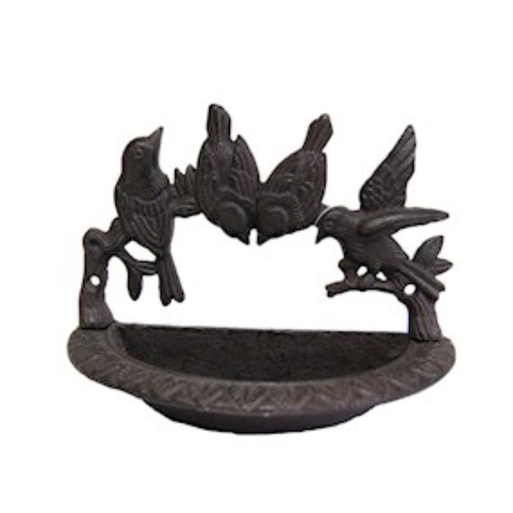 Cast Iron Decorative Wall Mounted Birdbath with Bird Details by Ascalon