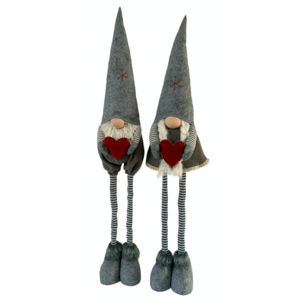 Very Large Nordic Gnomes Pair Christmas Display with Extending Legs