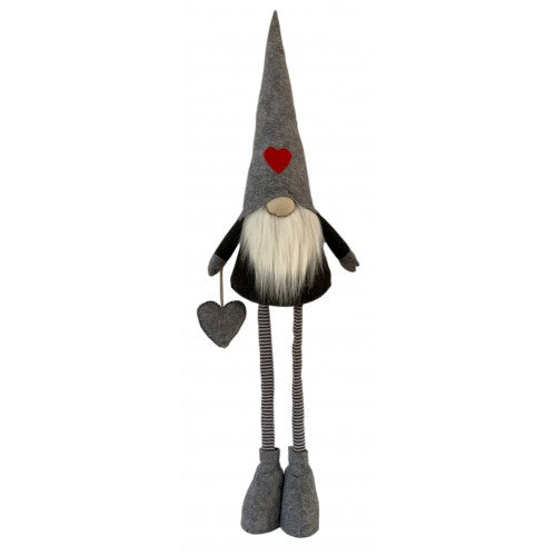 Very Large Grey Felt Nordic Gnome Christmas Display with Extending Legs