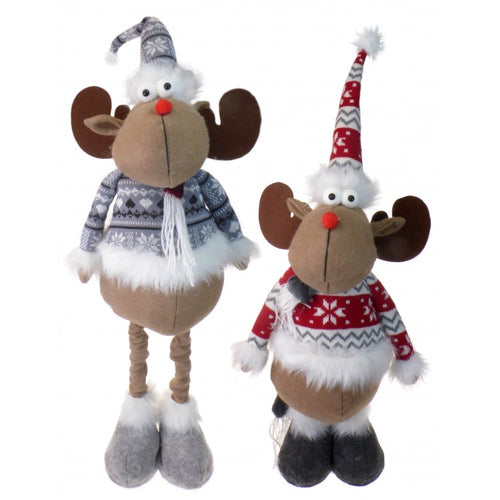 Large Funny Reindeer Pair Christmas Display Decorations with Extending Legs