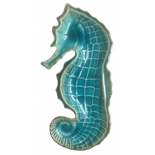 Turquoise Seahorse Shape Ceramic Platter/Plate