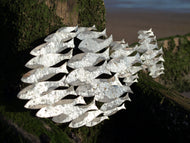 Burnished Silver Shoal Of Fish Wall Art Metal Wall Art by Shoeless Joe