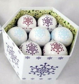 Luxury White Snowflake Design Christmas 12 Baubles Box set-The Useful Shop
