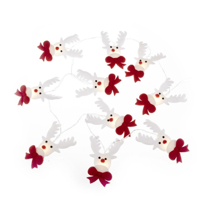 Fabric Reindeer Red & White Battery Operated LED Christmas Light Garland-The Useful Shop