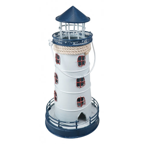 Medium blue white metal lighthouse lantern