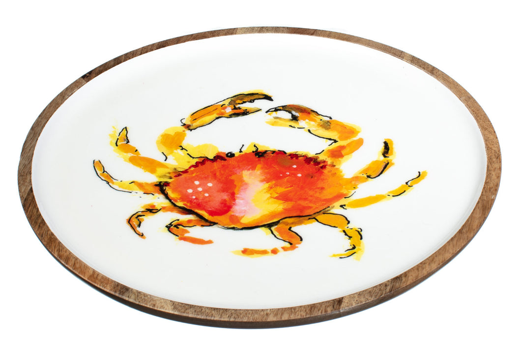 Cromer Crab Design Wooden Large 33cm Platter by Shoeless Joe