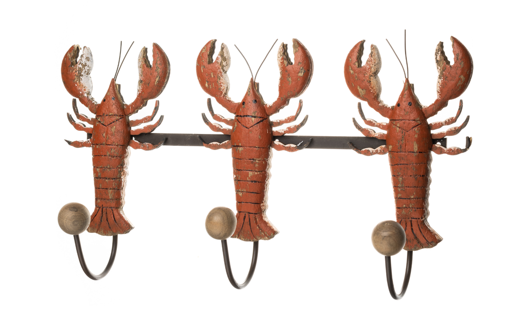 Triple Lobster Art Wall Hook Rack by Shoeless Joe