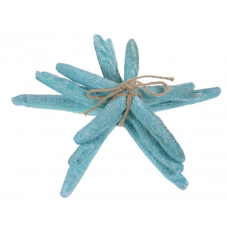 Set of 3 Large Decorative Resin Starfish - Aqua