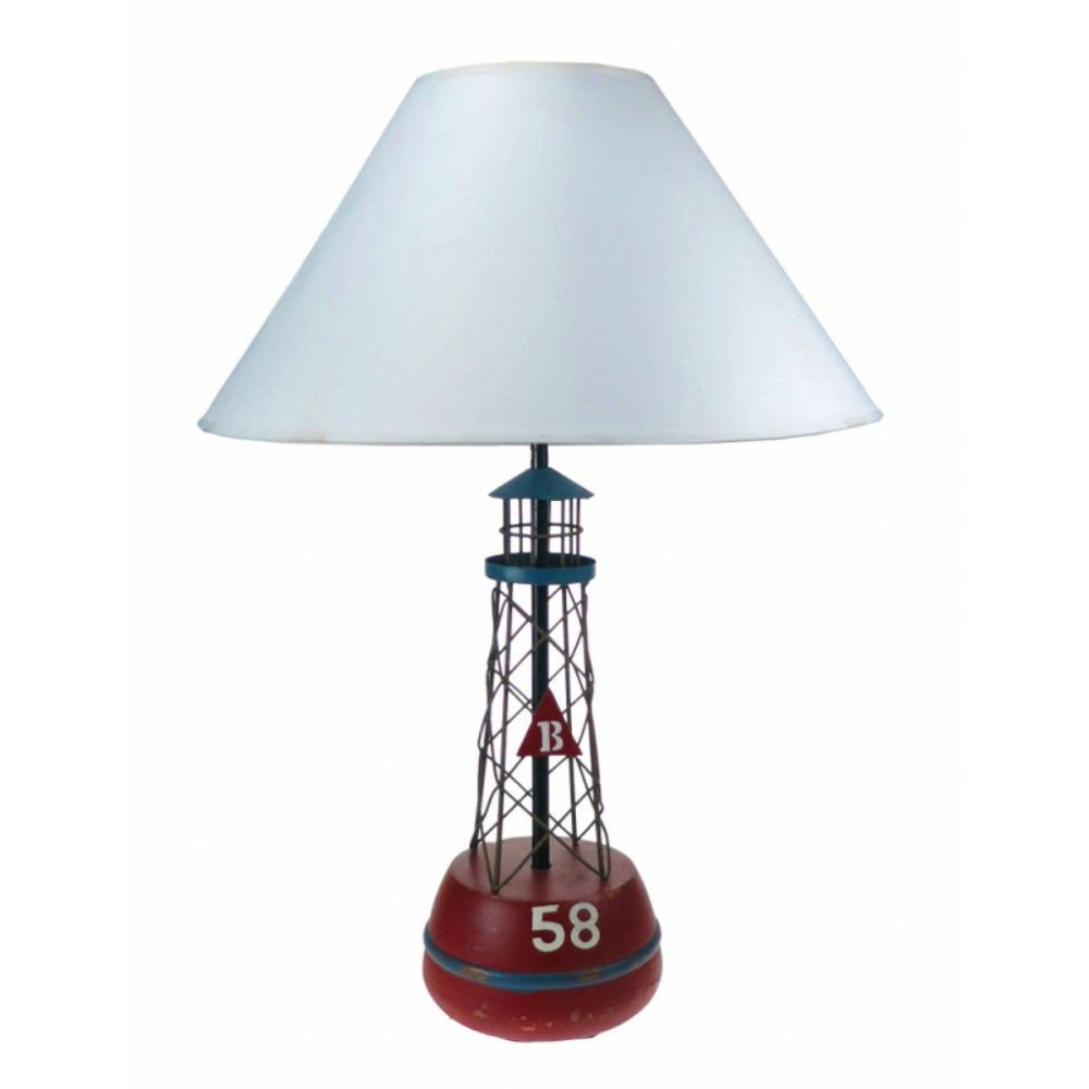Wood and Metal Lighthouse Float Style Lamp Base with Shade