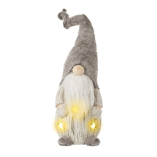 Large Resin Lantern Christmas Gnome with Faux Fur Hat