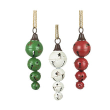 Load image into Gallery viewer, Large Metal Vintage Christmas Cascading Jingle Bells Decoration with Rope Hanger - Red
