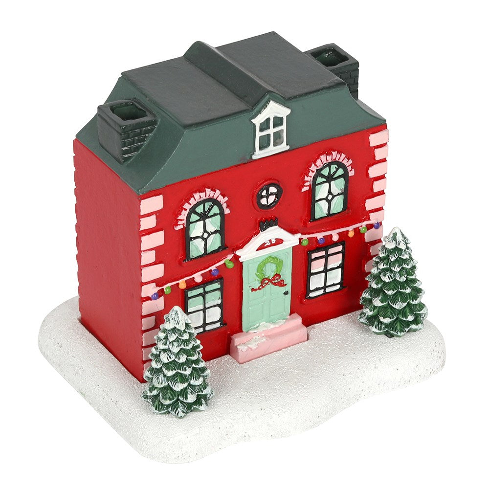 Cute Christmas House Ceramic Incense Burner with Chimneys