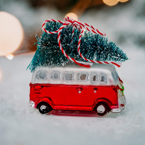 Coming Home for Xmas Red Camper Van Christmas Tree Bauble Ornament by Sass & Belle