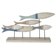 Freestanding Pastel Shoal of Fish Wooden Artwork Display by Heaven Sends