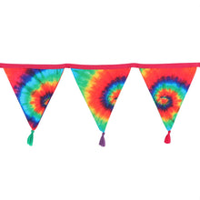 Load image into Gallery viewer, Vibrant Tie Dye Rainbow Fabric Bunting With Tassels
