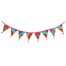 Load image into Gallery viewer, Vibrant Tie Dye Rainbow Fabric Bunting With Tassels
