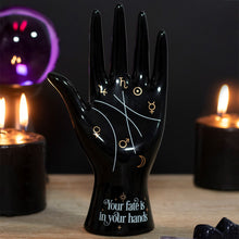Load image into Gallery viewer, Palmistry Fortune Tellers Black Ceramic Hand Ornament
