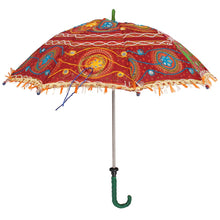 Load image into Gallery viewer, Boho Parasol With Mirrored Fabric And Embroidery - Random Colours
