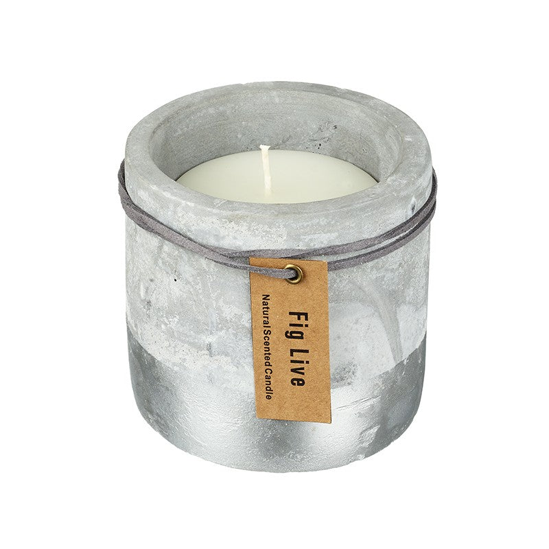Large Concrete and Silver Dipped Candle - Rich Fig and Olive-The Useful Shop