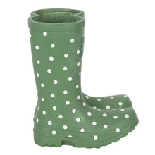 Load image into Gallery viewer, Light Green Dotty Wellington Boots Planter
