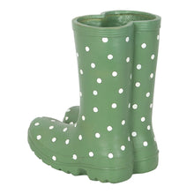 Load image into Gallery viewer, Light Green Dotty Wellington Boots Planter
