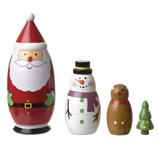 Wooden Christmas Characters Russian Dolls Nesting Set by Heaven Sends