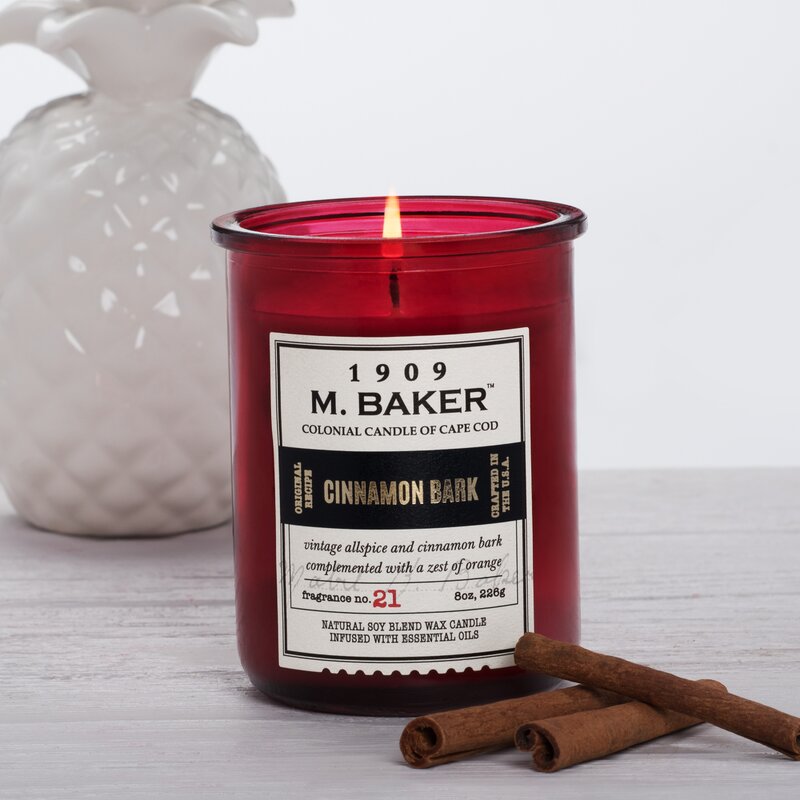 M Baker Colonial Candles of Cape Cod 8oz Cinnamon Bark Christmas Holiday Candle