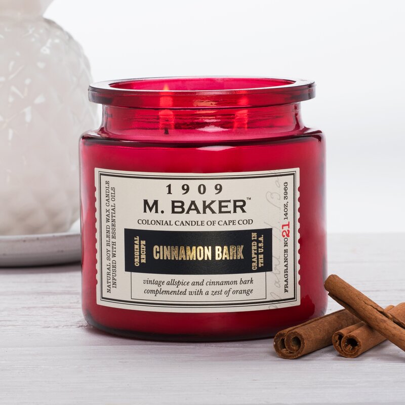 M Baker Colonial Candles of Cape Cod Large 14oz Cinnamon Bark Christmas Holiday Candle