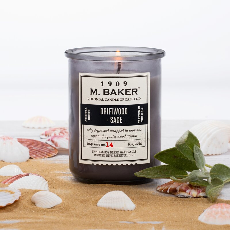 M Baker Colonial Candles of Cape Cod 8oz Driftwood Sage Apothecary Candle