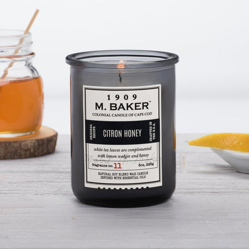 M Baker Colonial Candles of Cape Cod 8oz Citron Honey Apothecary Candle