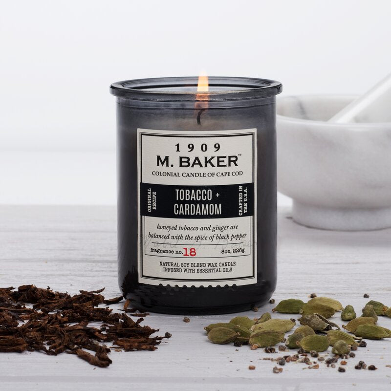 M Baker Colonial Candles of Cape Cod 8oz Tobacco & Cardamom Apothecary Candle
