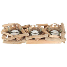 Load image into Gallery viewer, Natural Driftwood Balinese Style 3 Candle Display Centerpiece
