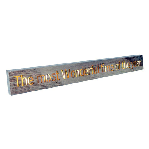 Heaven The Most Wonderful Time of The Year Christmas LED Light Up Natural Wood Block Plaque