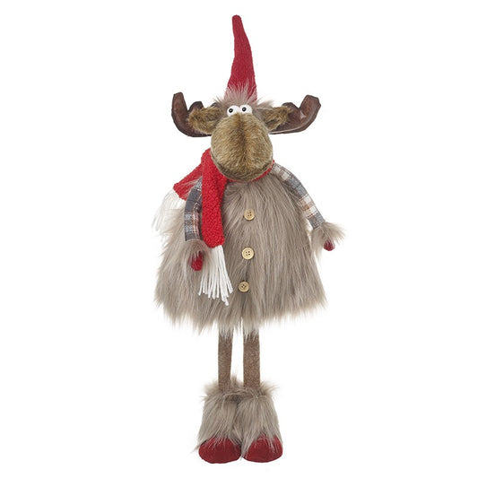 Tall Reindeer Moose in Furry Jumper Christmas Decoration