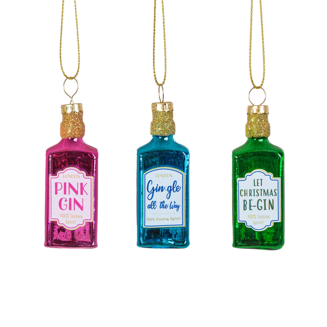 Colourful Sparkling Gin Bottles Mini Christmas Tree Ornament Set by Sass & Belle