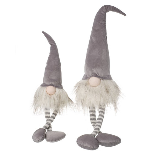 Set of 2 Large Luxury Nordic Gonk Sitting Gnomes with Stripey Socks